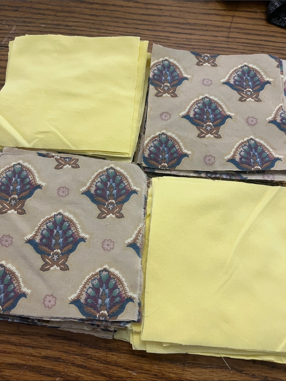 Vintage print fabric quilt cotton Squares - Printed and Solid Mix